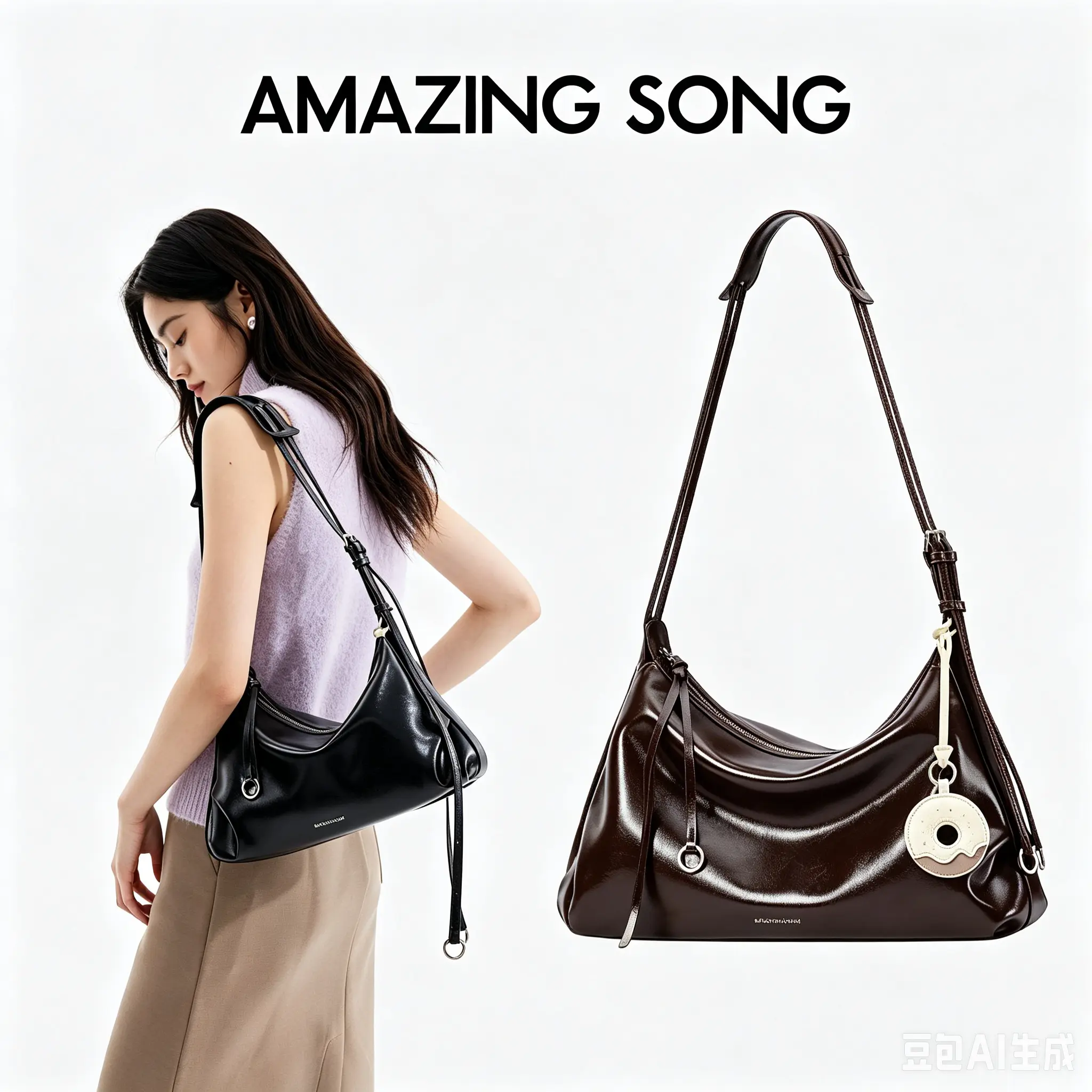 AMAZING SONG Donut Hobo Bag, concert bag Genuine Split Leather Soft Dumpling Purse,Women's bag Multi-purpose Underarm Shoulder Crossbody Bag, Versatile Daily Commuter Handbag with Multiple Carrying Ways