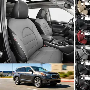 EKR Custom Fit Toyota Highlander Car Seat Covers (Fits 2014-2026 Full Series) 5/8-Seater Leather Black Waterproof Stain-Resistant Easy Install All-Season Car Seat Protection Interior Upgrade Car Seat Protector Car Seat Cushion fathersdaygift