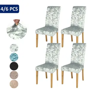4/6 Piece Gold Diamond Velvet Ultra Soft Chair Covers, Dining Chair Removable Washable Slipcover, Dining Chair Slipcovers, Detachable and Washable, Suitable for Restaurant, Party, Home Decor, Christmas Gift