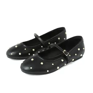 VIMISAOI Studded Ballet Flats for Women Round Toe Ankle Buckle Strap Mary Jane Shoes Summer Shoes Daily Life Casual Work Shoes Women Trendy Shoes