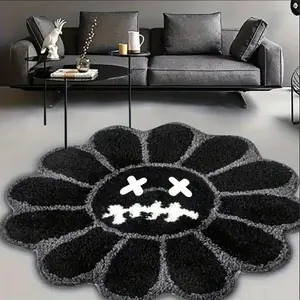 Creative Irregular Flower Shaped Decorative Rug, Non-Slip Washable Soft Comfortable Carpet for Living Room Bedroom Hallway Outdoor Balcony Bathroom Floral Area Rug