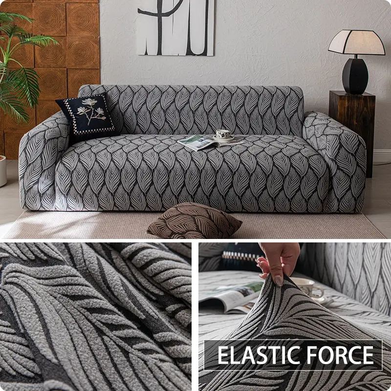 1pcs Bohemian-style solid color elastic sofa cover, Sofa Couch Covers, Sofa Couch Slipcover, Sofa Protector Slipcover, home living room set, sofa protection cover, anti-slip sofa cushion cover for 1/2/3/4 people, with free anti-slip fixing rods