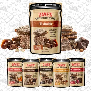 Dave's Sweet Tooth Classic Toffee Sampler Pack - Milk Chocolate Almond Toffee, Sweets & Snacks, Hand Crafted, 4oz Resealable Pouches
