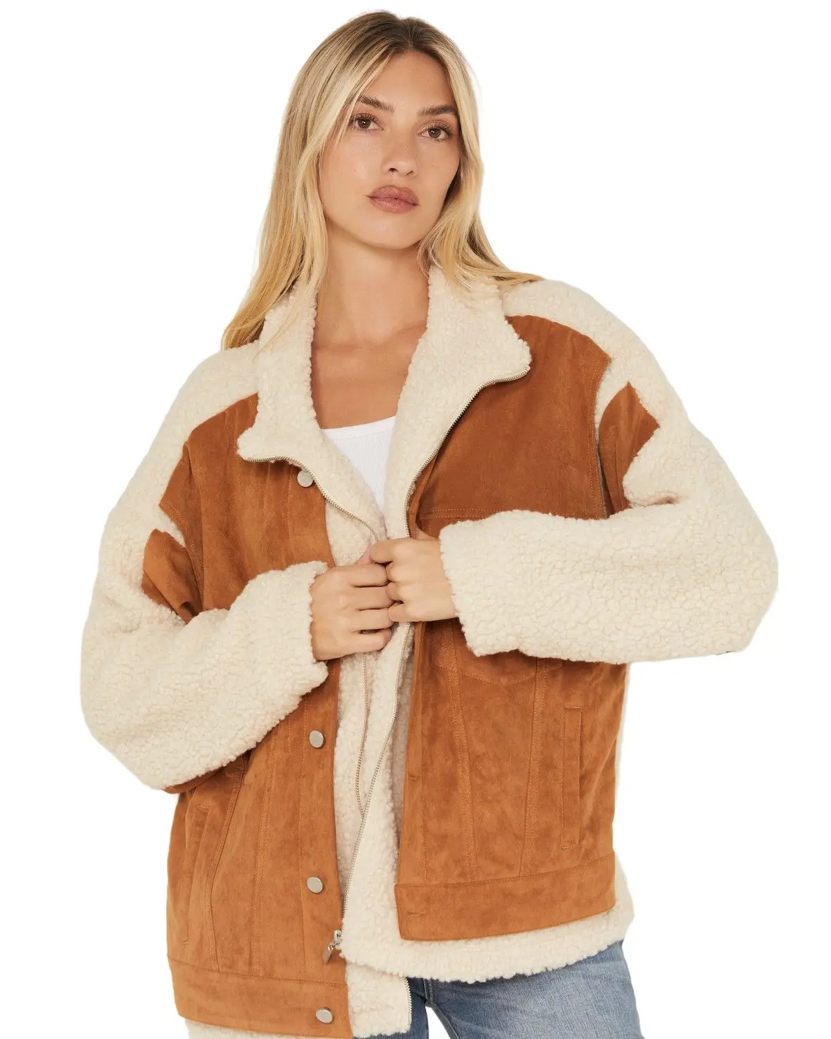 Blanknyc Women's Women'S Two Tone Sherpa Suede Jacket - 68Eg5985