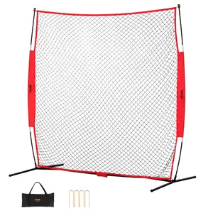 VEVOR Barricade Backstop Net,  7x7 ft Ball Sports Barrier Netting, Portable Practice Equipment with Carry Bag, Protection Screen for Baseball Softball Lacrosse Soccer Hockey Training, for Backyard
