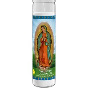Lady of Guadalupe Prayer Candle, 1 count,  for Sanctuary Vigils and Prayers, Unscented Glass Candle Set, Jar Candles, Devotional  Religious Church Cemeteries