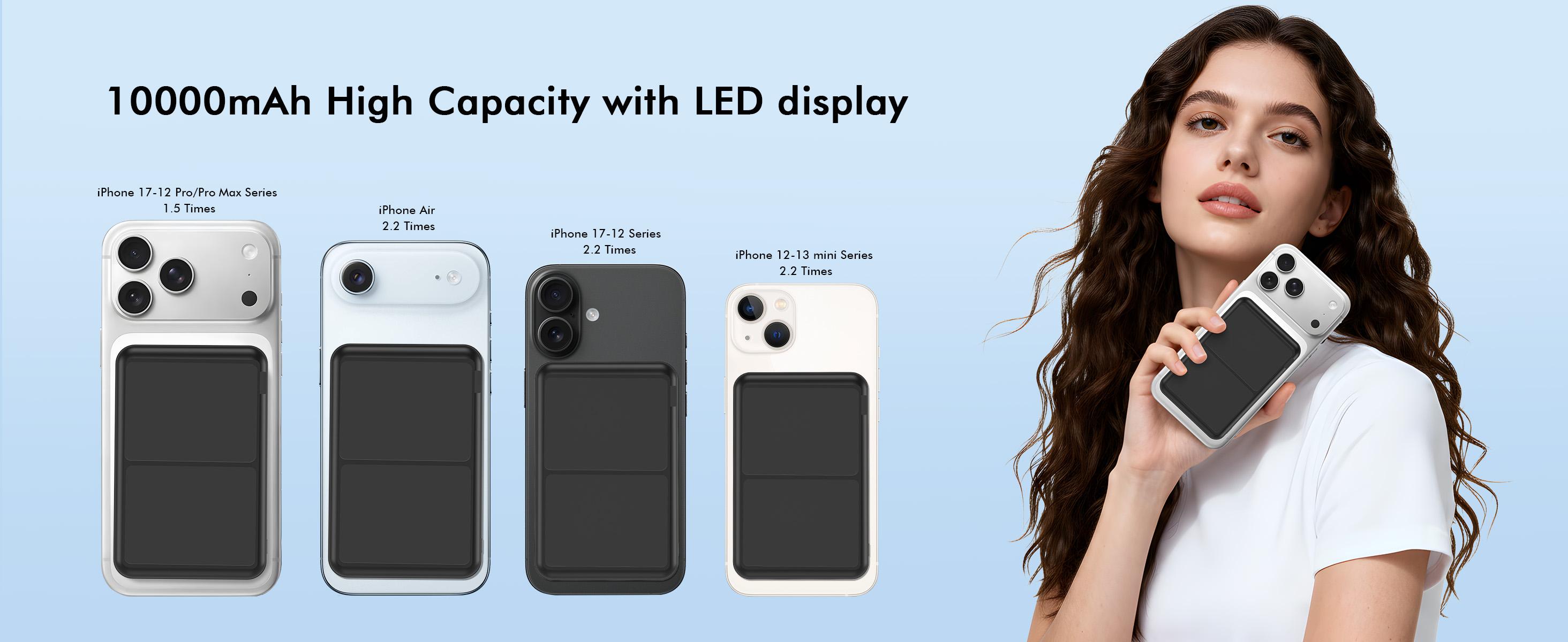 podoru for Magsafe Battery Pack, Foldable 10000mAh Magnetic Power Bank with USB-C Cable LED Display 22.5W PD Fast Charging Wireless Portable Charger for iPhone 17/16/15/14/13/12 Series-Black podoru for Magsafe Battery Pack, Foldable 10000mAh Magnetic Power Bank with USB-C Cable LED Display 22.5W PD Fast Charging Wireless Portable Charger for iPhone 17/16/15/14/13/12 Series-Black