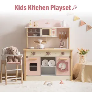 Robud Wooden Kitchen for Kids Play Kitchen Toy Kitchen Set with Realistic Features, Includes Plenty of Play Features, Ages 3+