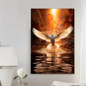 1pc Wrapping Wooden Framechristian Dove Peace Dove White Dove Christian Catholic Poster Easter Art Print Wall Decoration, Hanging Suitable for Living Room Bedroom Office Study Kitchen Cafe Bar Dormitory Ornaments Artistic Photo 12×18Inch(30×45Cm)