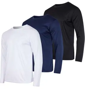 Real Essentials 3 & 5 Pack: Men's Mesh Quick Dry Athletic Long Sleeve T-Shirt  UPF SPF UV Sun (Available In Big & Tall)