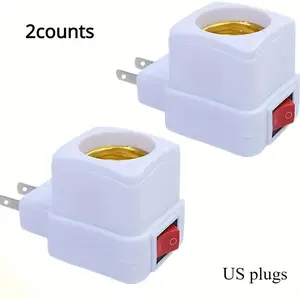 E26/E27 Socket Extension Adapter, Plug-in Light Socket with Switch, 60W Max Light Bulb Socket, Lighting