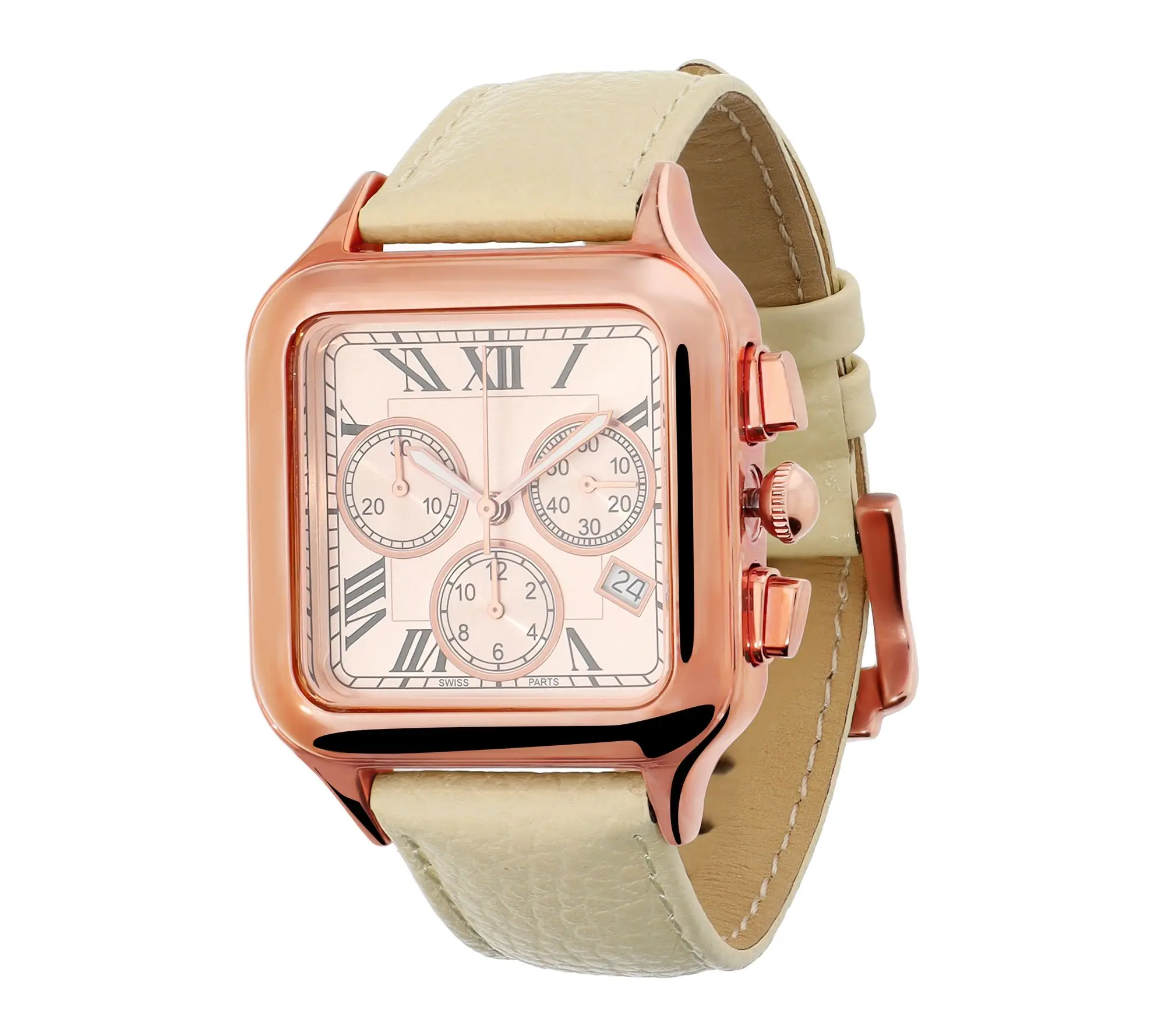 Bronzo Italia Chronograph Dial Leather Strap Watch