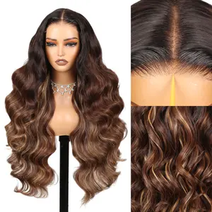 Teslal Hair Honey Blonde Lace Wig Synthetic Hair 220% Density 4/27 Highlight Ombred Colored 6X6 TPart HD Lace Front Wigs Blend Hair Body Wave Lace Front Wig for Women #SummerVibes