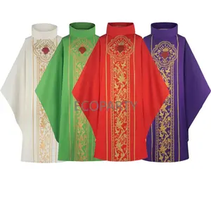 New Printed Church Pastor Celebrant Chasuble Priest Vintage Robe Gown Cape Cassock Vestment White Red Green Purple
