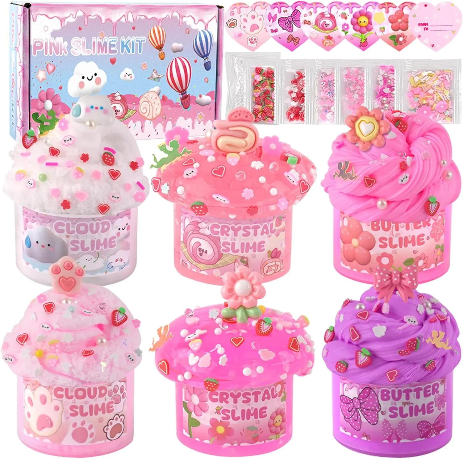 6 Packs Halloween Fall Gift 100ml Gradient Slime Kit for Kids - Cloud, Butter, Clear, Crunchy Slime for Kids with Various Add-ins, Non Sticky Party Favors for Girls and Boys