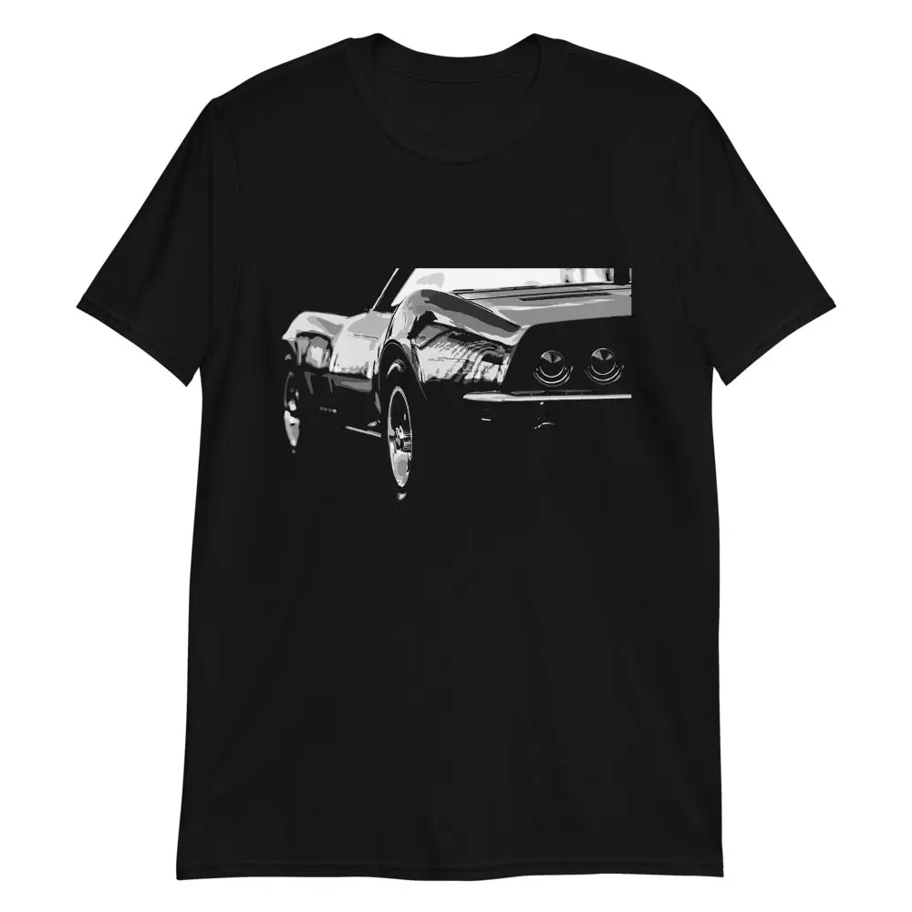 Black Corvette C3 Rear American Muscle Car Short-Sleeve T-Shirt