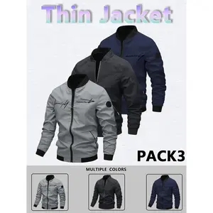 Men's Casual Windproof Jacket Outdoor Mountaineering Camping Polyester Personalized Letter Embroidered Pilot Jacket Beige Gray Qh Long Sleeve Zippers Halloween Gifts SpringStatements
