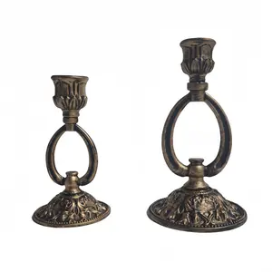 Iron Art Gold Candle Holder, Vintage Candle Stand, European Vintage Style Design, Kitchen Dining Room Living Room Decor, Set of 2