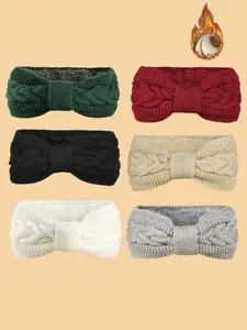 Women's Winter Warm Knitted Headband, Christmas Series Bowknot Design, Fashionable Ladies Hair Accessory Set, Hair Bows Headbands, Perfect New Year Gift