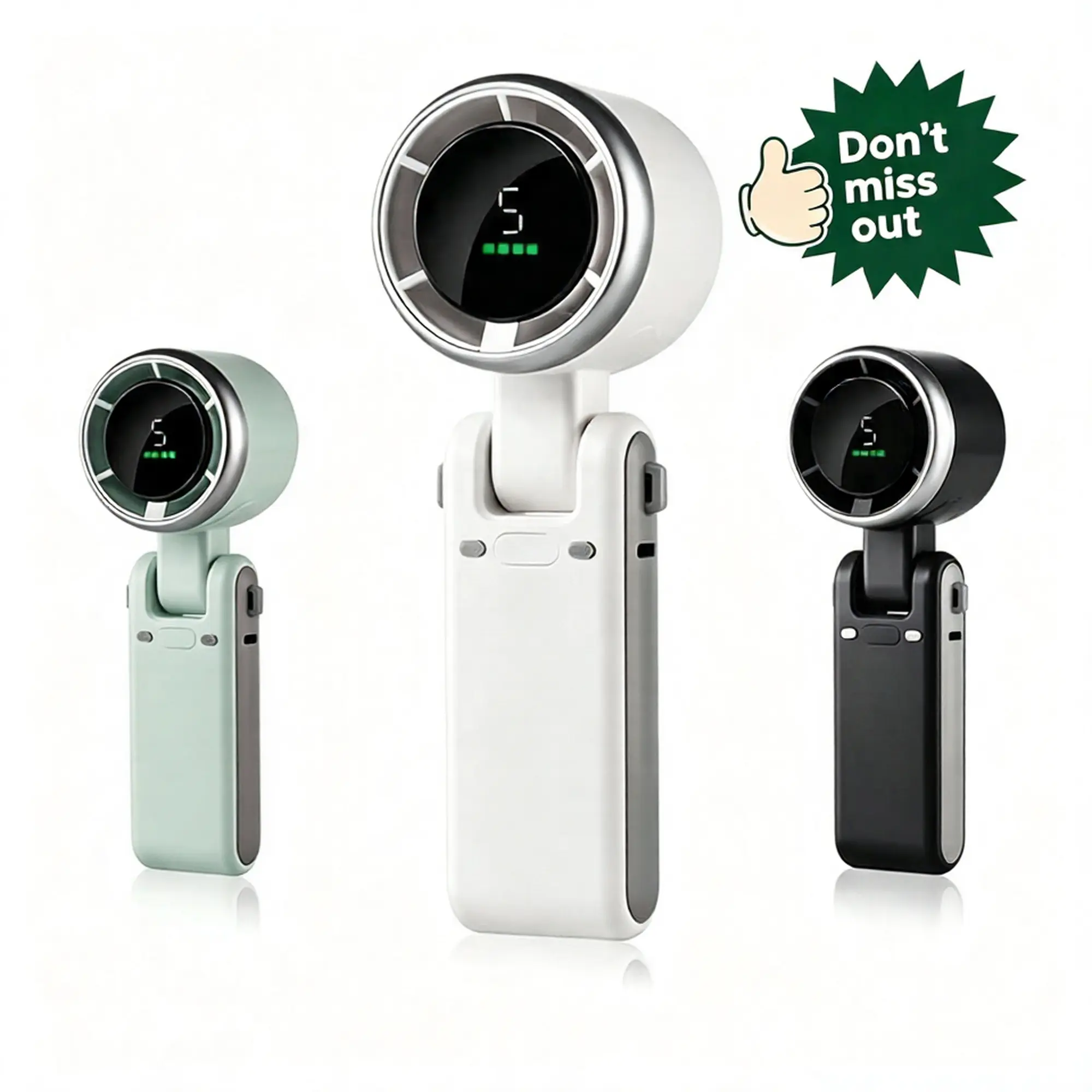 Portable Handheld Turbo Cooling Fan, 3-IN-1 Multi-scene Personal Fan for Hand Neck Desk Use, 5 Adjustable Wind Speeds, 4200mAh Rechargeable Up to 12 Working Hours, Ultra Light Small Size, Ideal Summer Holiday & Travel Gift Essentials