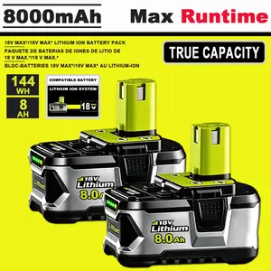 8Ah 18-Volt Replacement Battery for Ryobi 18V Battery ONE+ Plus P108 P102 P103P104 P105 P107 P109 P122 PBP005 RB18L50Cordless Power Tools