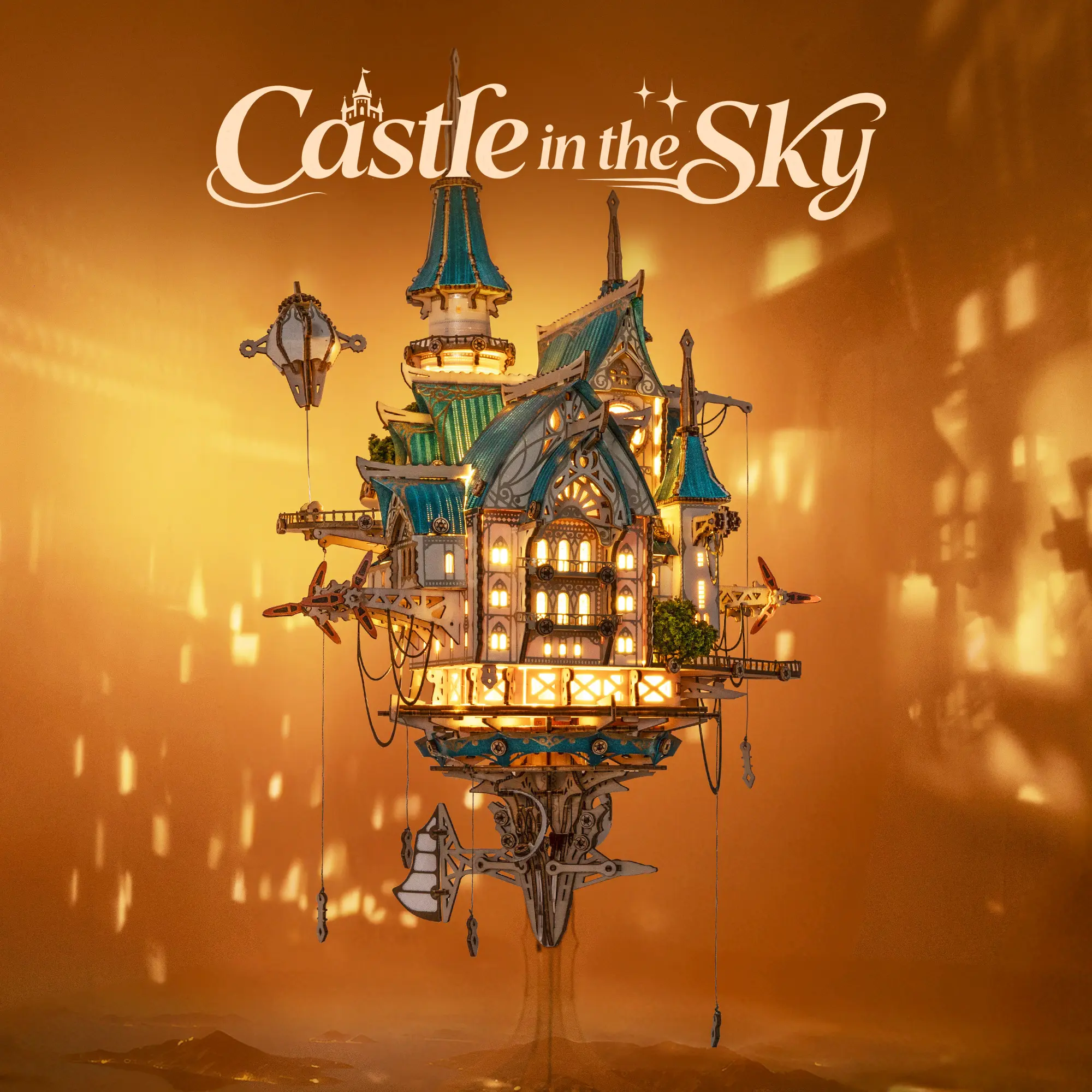 FUNPOLA 3D Wooden Puzzle Steam Castle, Steampunk Baroque DIY Building Model Kit, Home Decor Gift for Adults — 863 Pieces