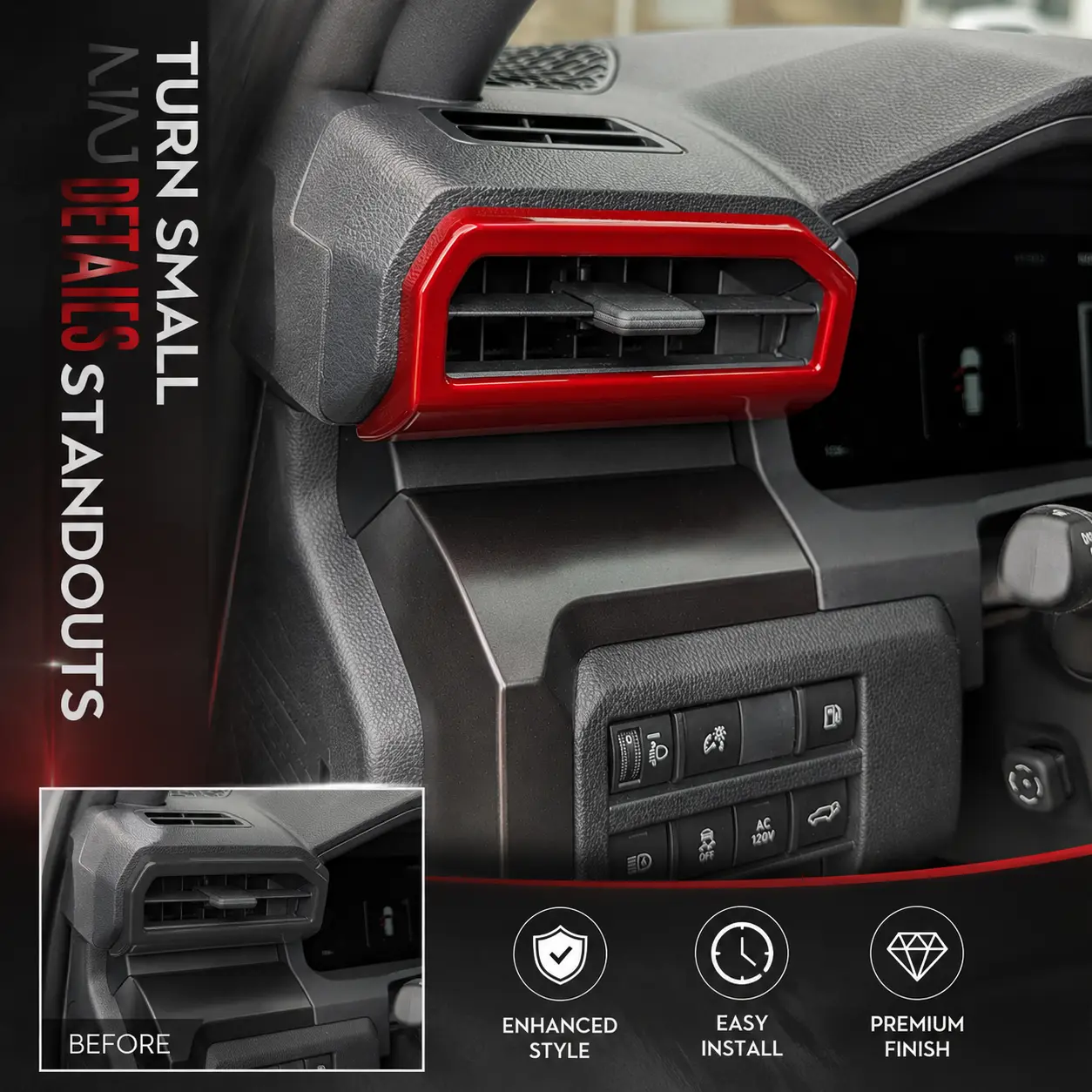 Tacoma /4Runner Air Vent Cover Dashboard Side A/C Decorative Trim for Toyota