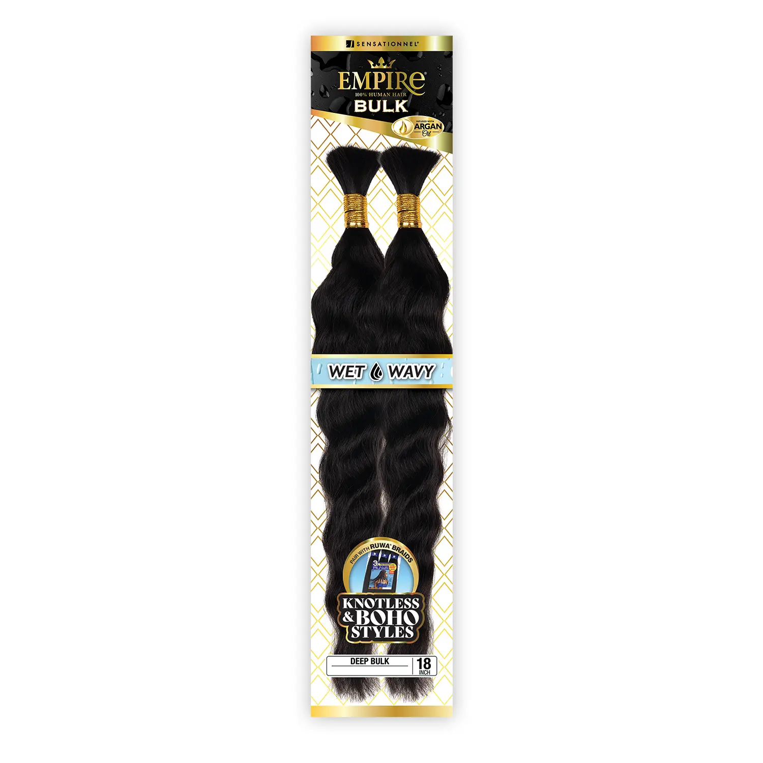Sensationnel Human Hair Braids Empire Wet N Wavy Deep Bulk 18"