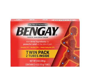 BENGAY Ultra Strength Non-Greasy Topical Pain Relieving Cream 4 Ounces 2 Pack with Camphor Menthol & Methyl Salicylate for Powerful Relief