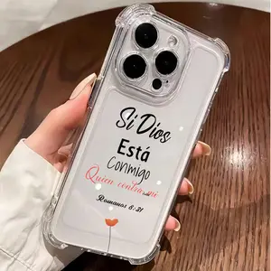 Spanish Bible Verse Clear TPU Phone Case Romans 8:31 Shockproof for iPhone 17/16/15/14/13/12 Pro/Plus/Pro Max/Air Flower Transparent Protective Cover