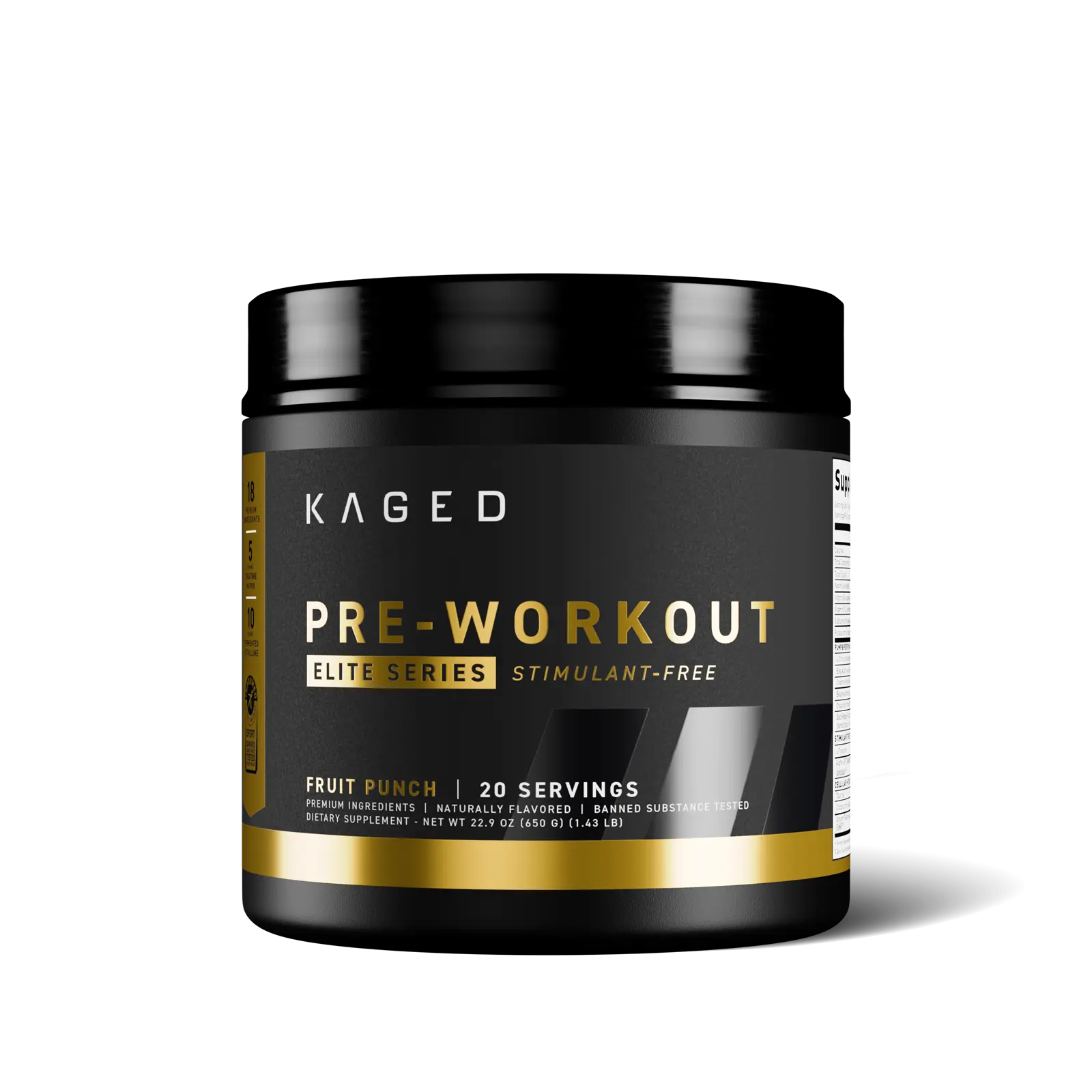 Kaged Pre Workout Elite Powder | Stimulant Free | Caffeine, Creatine, Beta Alanine, L-Citrulline | 20 Servings