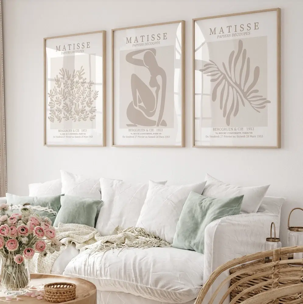 Set of 3 Henri Matisse Exhibition Posters Neutral Abstract Gallery Wall Art