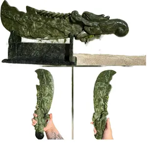 Serpentine Dragon Sword with Crystal Display Stand, Decorative Collectible for Home Office Shelf Decoration