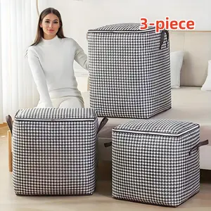 3-Piece Set 1 Extra Large 26.42 Gallon Thickened Dustproof Moisture-Proof Storage Bag with Double Zipper Handle for Moving Travel & Household Organization