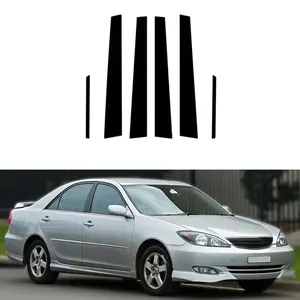 For Toyota Camry XV30 2002-2006, 6pcs Gloss Black Pillar Posts Door Side Window Cover Trim Decal Sticker