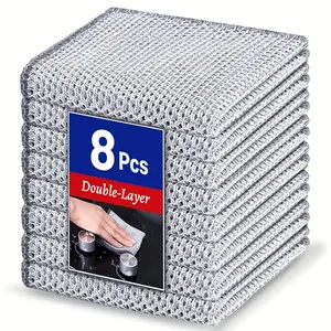 Reusable And Washable 8pcs Wire Dishwashing Rag, No Scratches And No Odor, Quick Drying, For Cookware, Sinks, Dishes, Stove Tops, Pots And Pans, 7.87" X 7.87