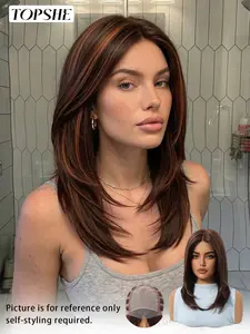 Topshe Luxury Mono Top Brown Synthetic Wig | Natural Realistic Scalp | Comfortable Breathable