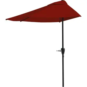 Half-Umbrella Style Outdoor Patio Umbrella 9-Foot with Easy-Crank Handle Compact Sunshade for Balconies Dining Tables or Patios Durable Polyester Fabric