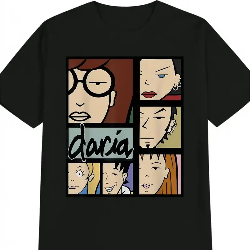 Men's Pure Cotton Fitted Breathable Short-Sleeve Sports T-Shirt - Classic, Sweat-Wicking, Wrinkle-Resistant, Minimalist Anime Inspired "Daria" Print, Round Neck, Casual All-Season Menswear Top