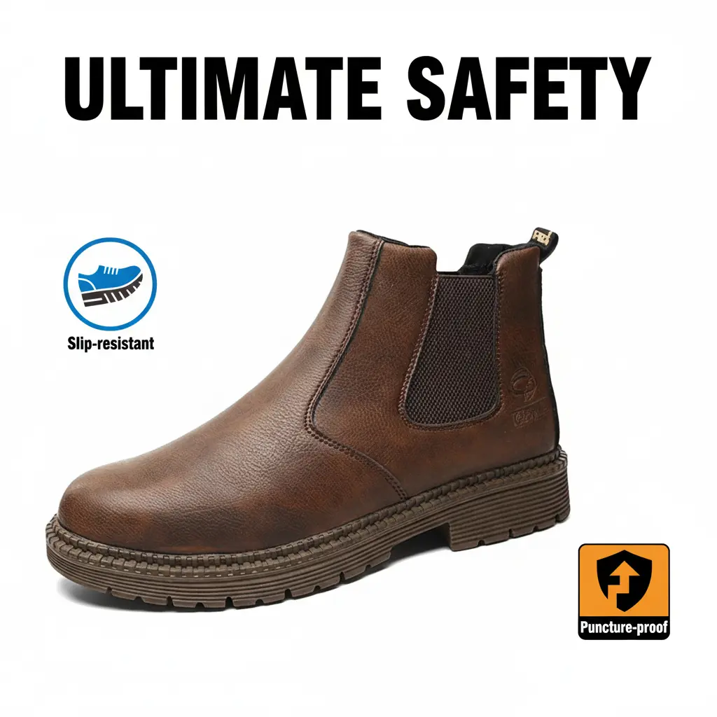 Steel-Toe Work Shoes for Women & Men, Waterproof & Breathable Slip-on Safety Clogs with Anti-Slip Sole, Puncture-Resistant Footwear for Chefs, Safety Shoes, Kitchen, Water Proof, Round Toe, Worker, Chic, Adult, Unisex