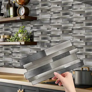 (12pcs/24pcs/48pcs) Peel and Stick Faux Marble Wall Tiles, PVC Waterproof Wall Stickers, Suitable for Kitchen, Bathroom Countertops, Walecorative Stickers, 4.72 inches X 9.68 inches