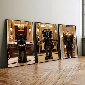Set of 3 Black Kaws in Shower & Bathroom, Kaws Poster, Hypebeast Prints , Product without frame