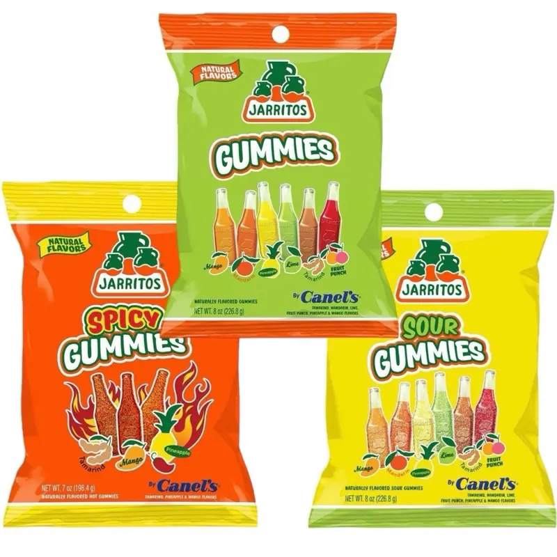 Jarritos Gummies by Canels - Pack of 3 - 1 Bag of Spicy, Sour, and Original Jarritos Gummies 21 oz bulk gummy candy