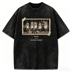 1996 Chicago Squad Vintage Photo T-Shirt The Greatest Team Ever 72-10 Crewneck Cotton Tee