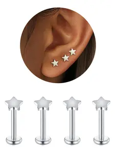 Star Design Stud Earrings, Ear Studs, Cute Earrings for Women, Stainless Steel Earrings, High Quality Earrings, Fashion Jewelry for Party, Daily Clothing Decor, Trendy All-match & Exquisite Jewelry for Birthday Gift, Earrings Stack Set