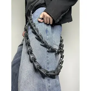Post-Apocalyptic Gothic Waist Chain - Unisex One-Piece Stacked Integrated Chain Belt