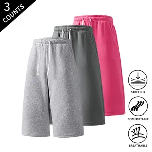 3-Pack Summer Vibes Men’s Capri Pants with Elastic Waist, Solid Color, Casual, Lightweight, Cropped Pants for Everyday Wear