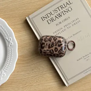 Autumn Vintage Fashion Leopard Print Transparent Protective Durable Audio Earphone Case for AirPods 1 2 3 4 Pro Pro2, Stylish Accessory Protection