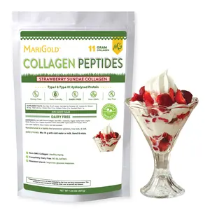 MariGold Collagen Peptides Powder 1LB | Strawberry Sundae | Type I & III Bovine Collagen, Non-GMO, rBST/Dairy-Free | Buy Now for Health & Wellness