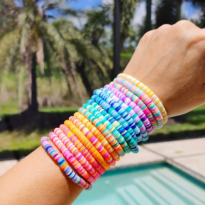mixed clay beaded bracelets